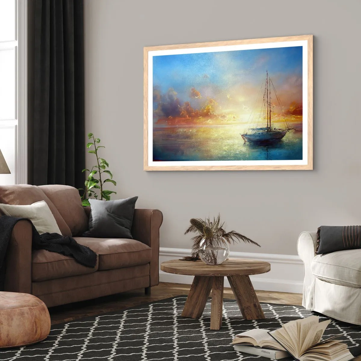 Plagát v ráme zo svetlého duba - V zlatom zálive - 40x30 cm