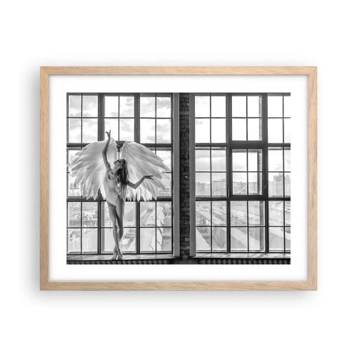 Plagát v ráme zo svetlého duba - Mesto anjelov? - 50x40 cm