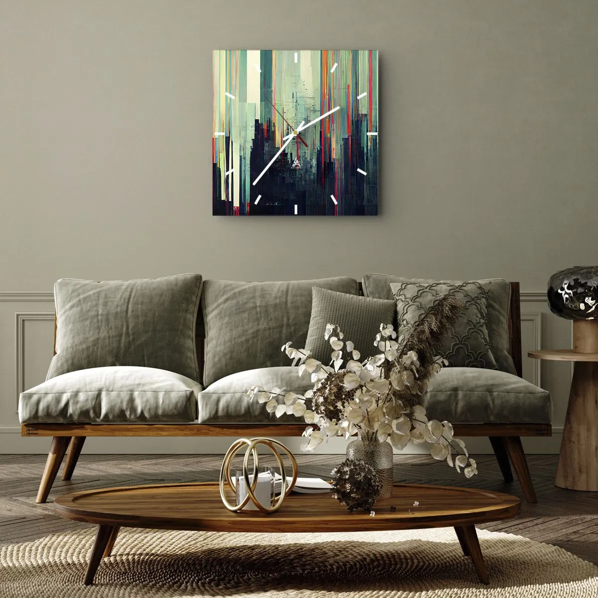 Nástenné hodiny - Futuristické mesto - 30x30 cm