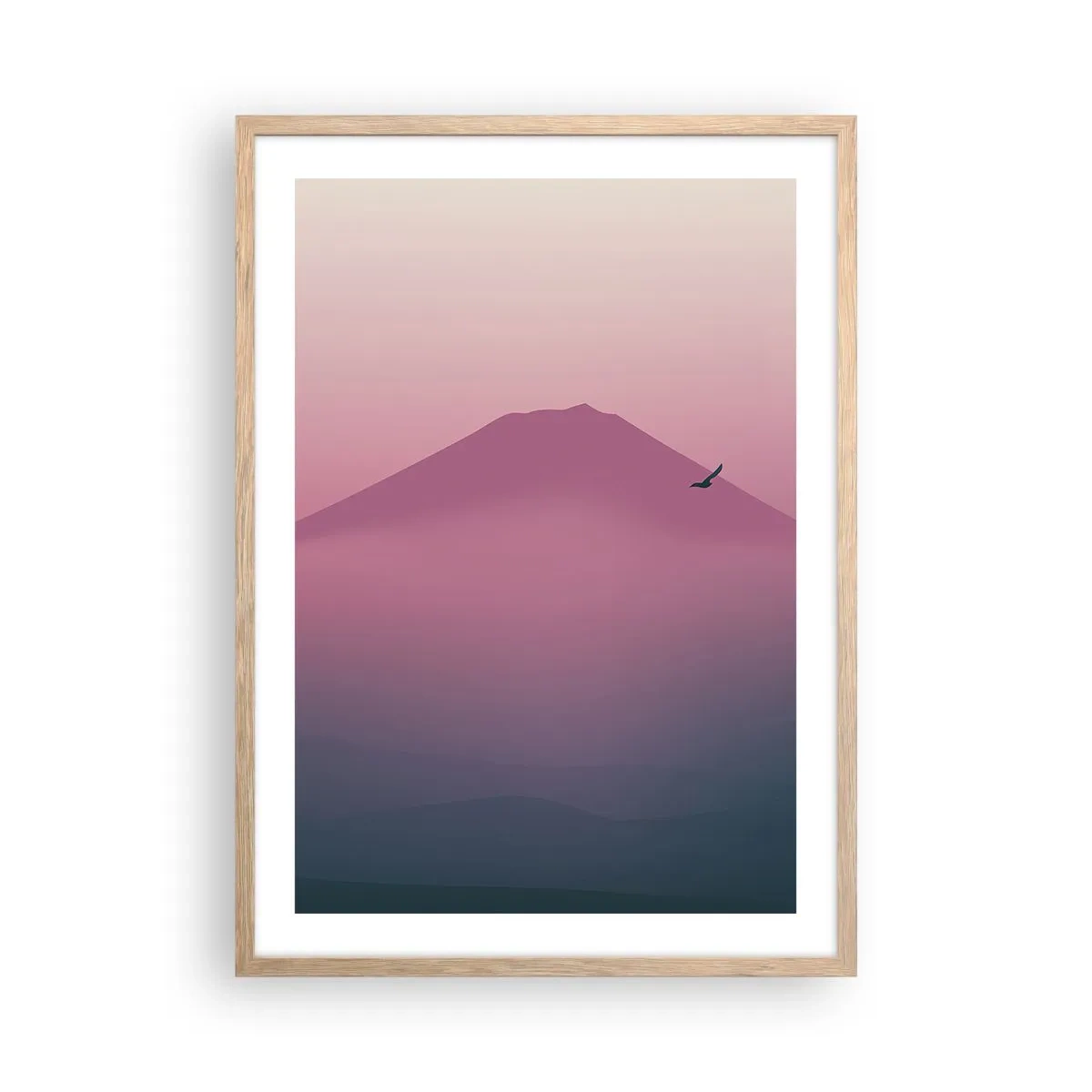 Plagát v ráme zo svetlého duba - Pútnici nad oblakmi - 50x70 cm