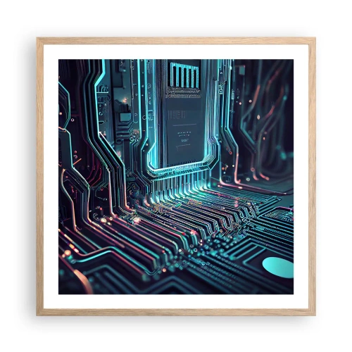 Plagát v ráme zo svetlého duba - Len tak premýšľam… - 60x60 cm