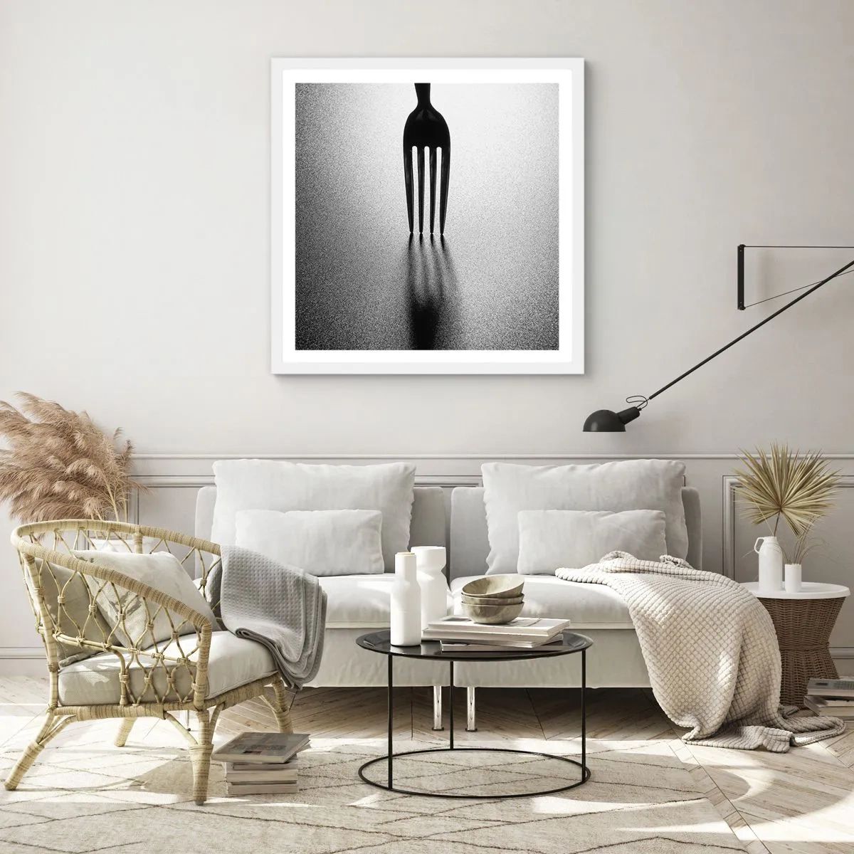 Plagát v bielom ráme - Svetlo a tieň - 60x60 cm