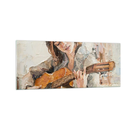 Obraz na skle - Koncert pre gitaru a dievčenské srdce - 100x40 cm