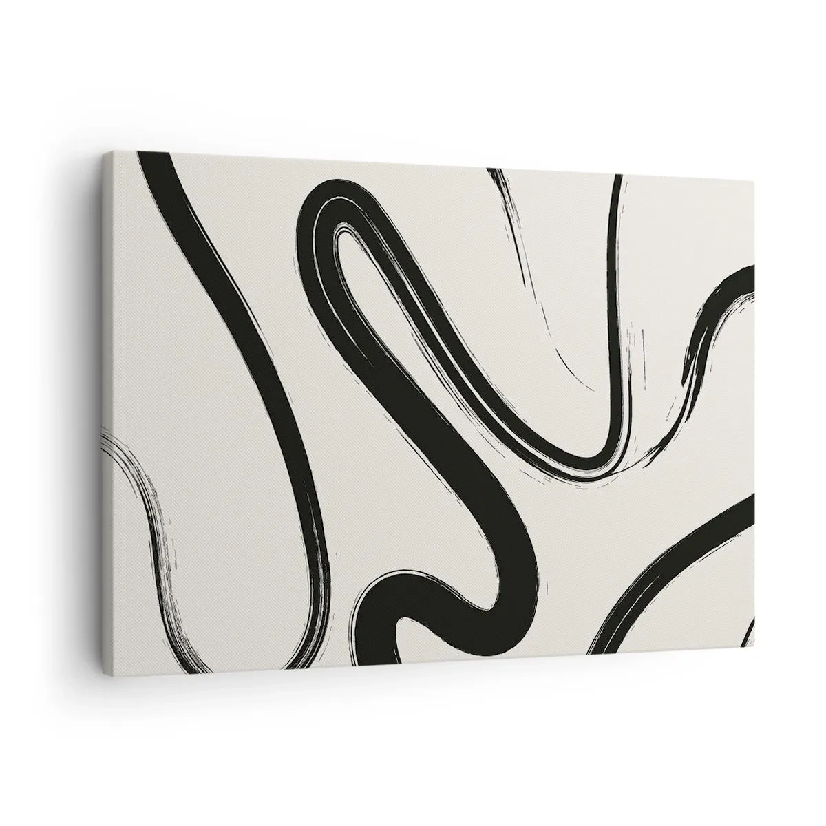 Obraz na plátne - Čiernobiele zakrivené čiary na svetlom pozadí - 70x50cm - Čiernobiely rozmar - Moderná nástenná dekorácia do obývacej izby a spálne ARTTOR