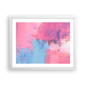 Plagát v bielom ráme - Ružová, modrá a štipka svetla - 50x40 cm