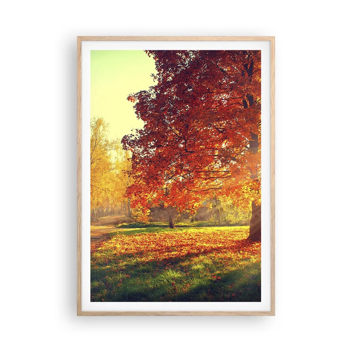 Plagát v ráme zo svetlého duba - Červené je krásne - 70x100 cm