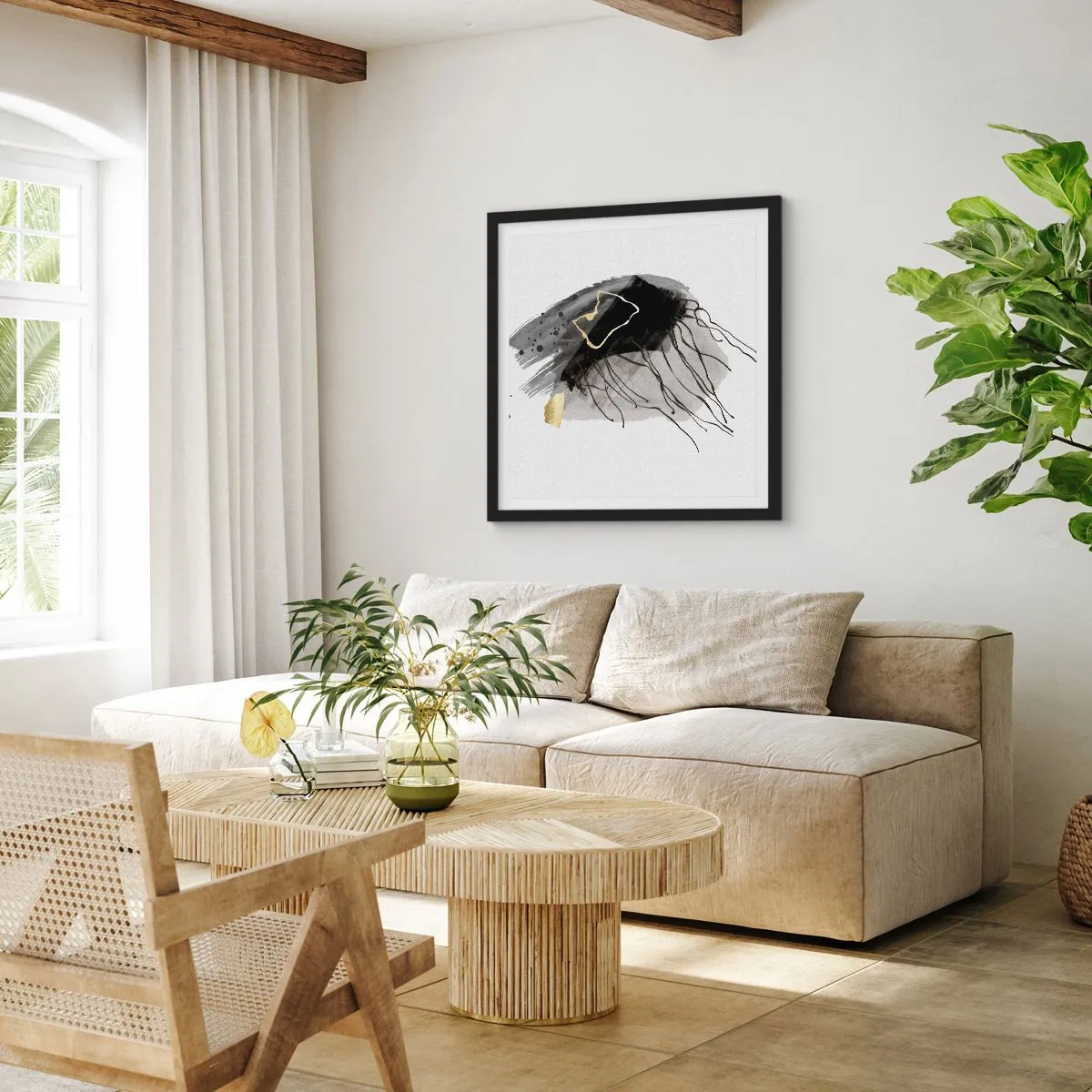 Plagát v čiernom ráme - V čiernej a zlatej - 40x40 cm