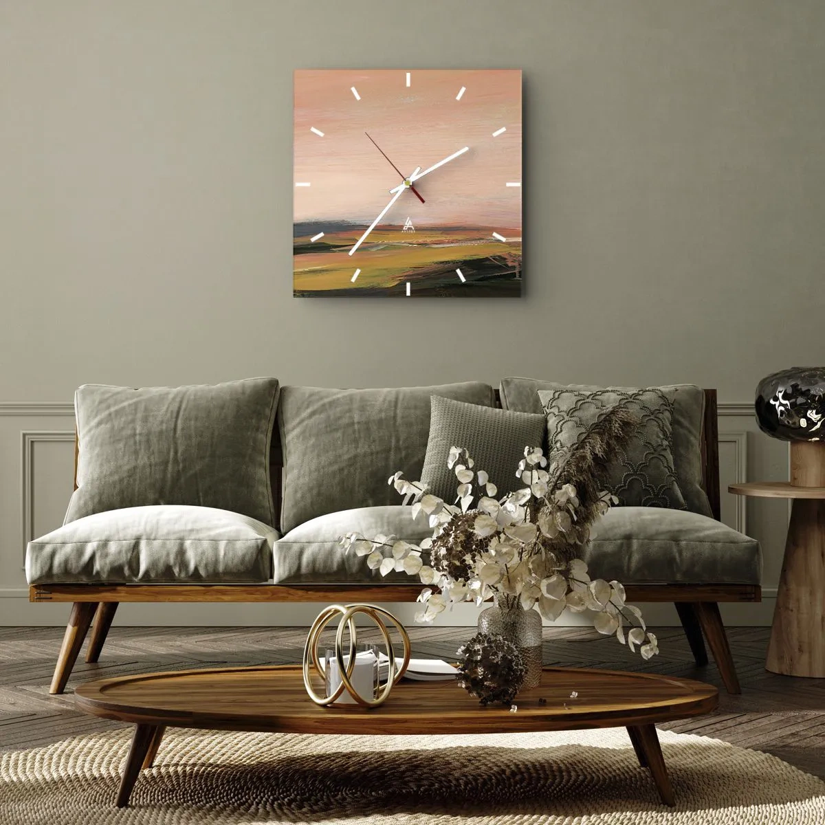 Nástenné hodiny - V ružových tónoch - 30x30 cm