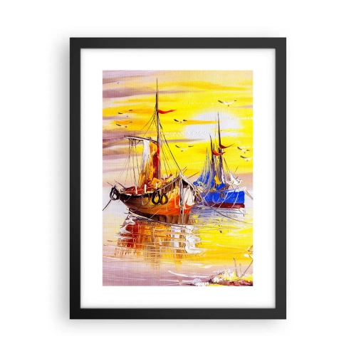 Plagát v čiernom ráme - Zaslúžený odpočinok v prístave - 30x40 cm
