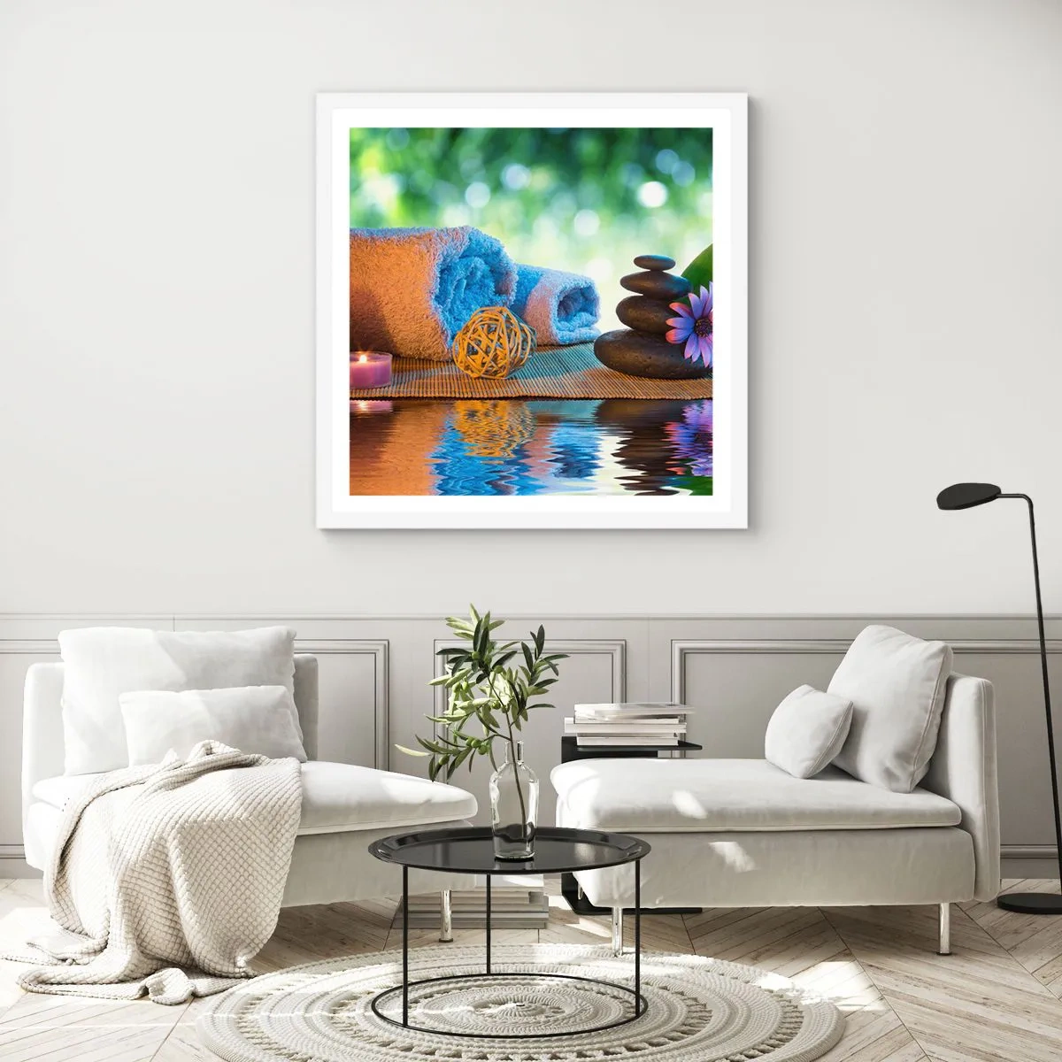 Plagát v bielom ráme - Čas pre telo - 60x60 cm