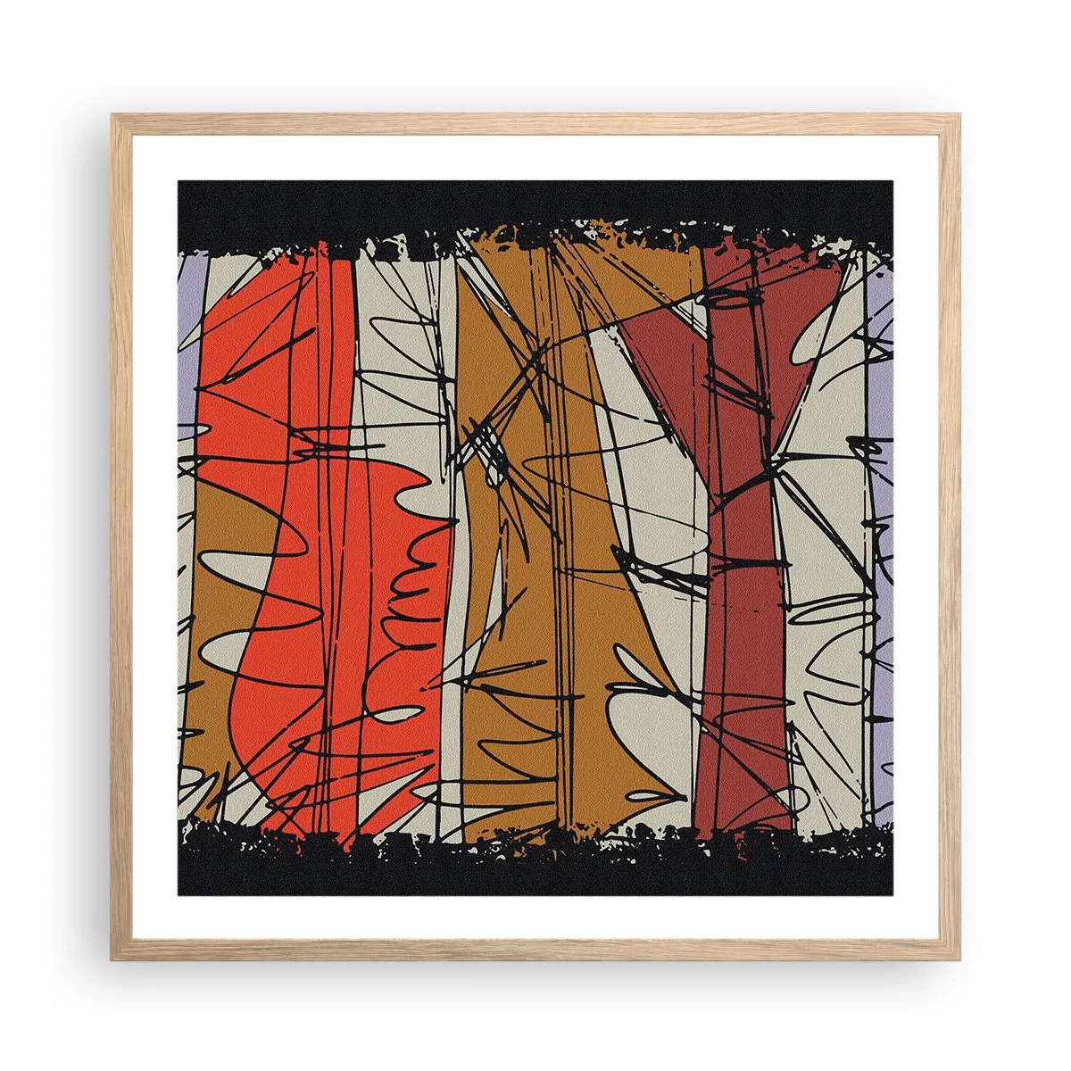 Plagát v ráme zo svetlého duba - Spontánna kompozícia - 60x60 cm