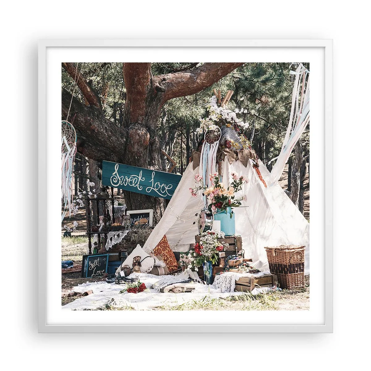 Plagát v bielom ráme - Make love… - 60x60 cm