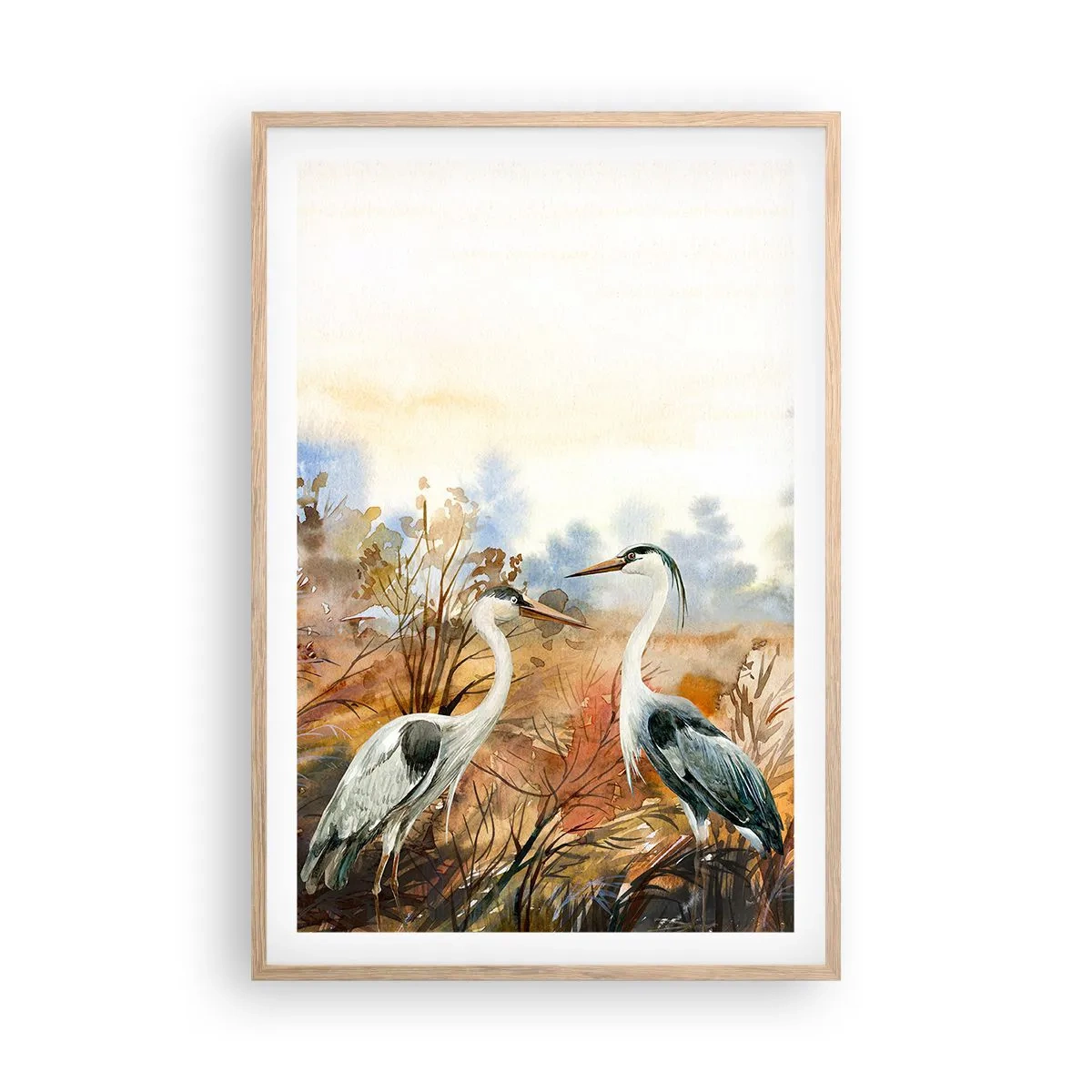 Plagát v ráme zo svetlého duba - Kam na jeseň? - 61x91 cm