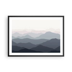 Plagát v čiernom ráme - Vlny hôr - 70x50 cm