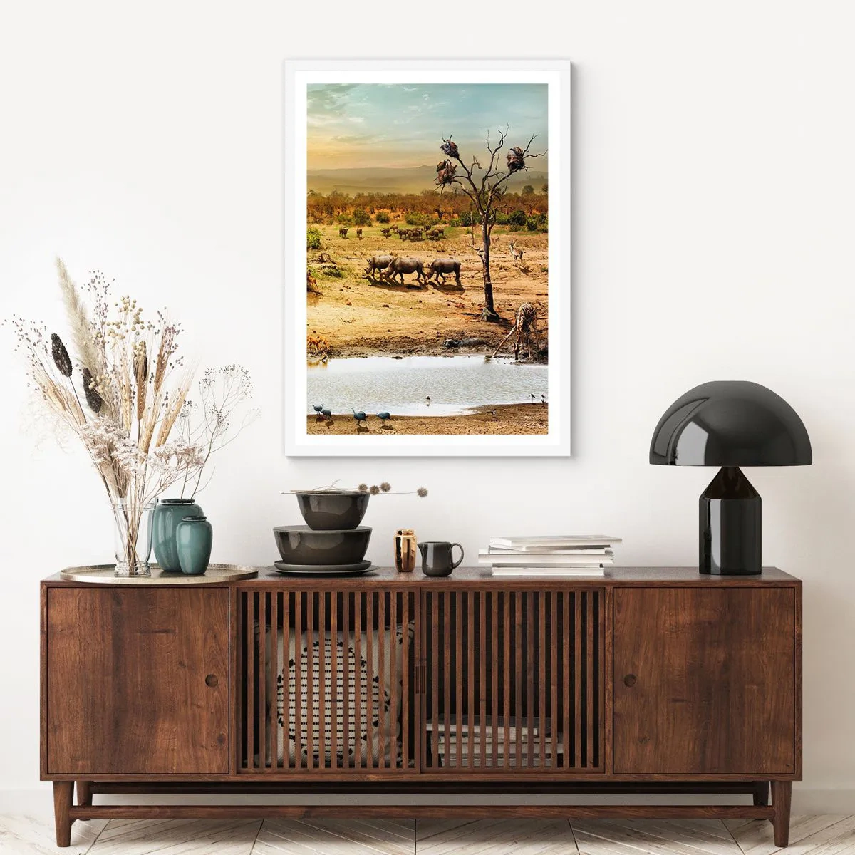 Plagát v bielom ráme - „Z raja opäť pramenila rieka…“ - 70x100 cm