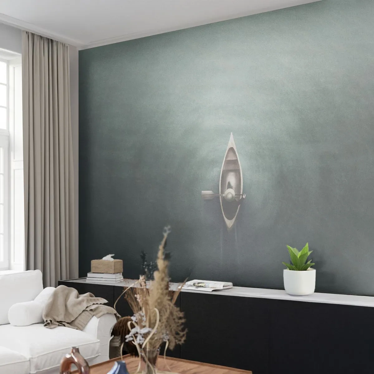 Fototapeta Standard Eco - Cez mesačné jazero - Vyrovnanosť, Jazero, Kajak - 250x175 cm