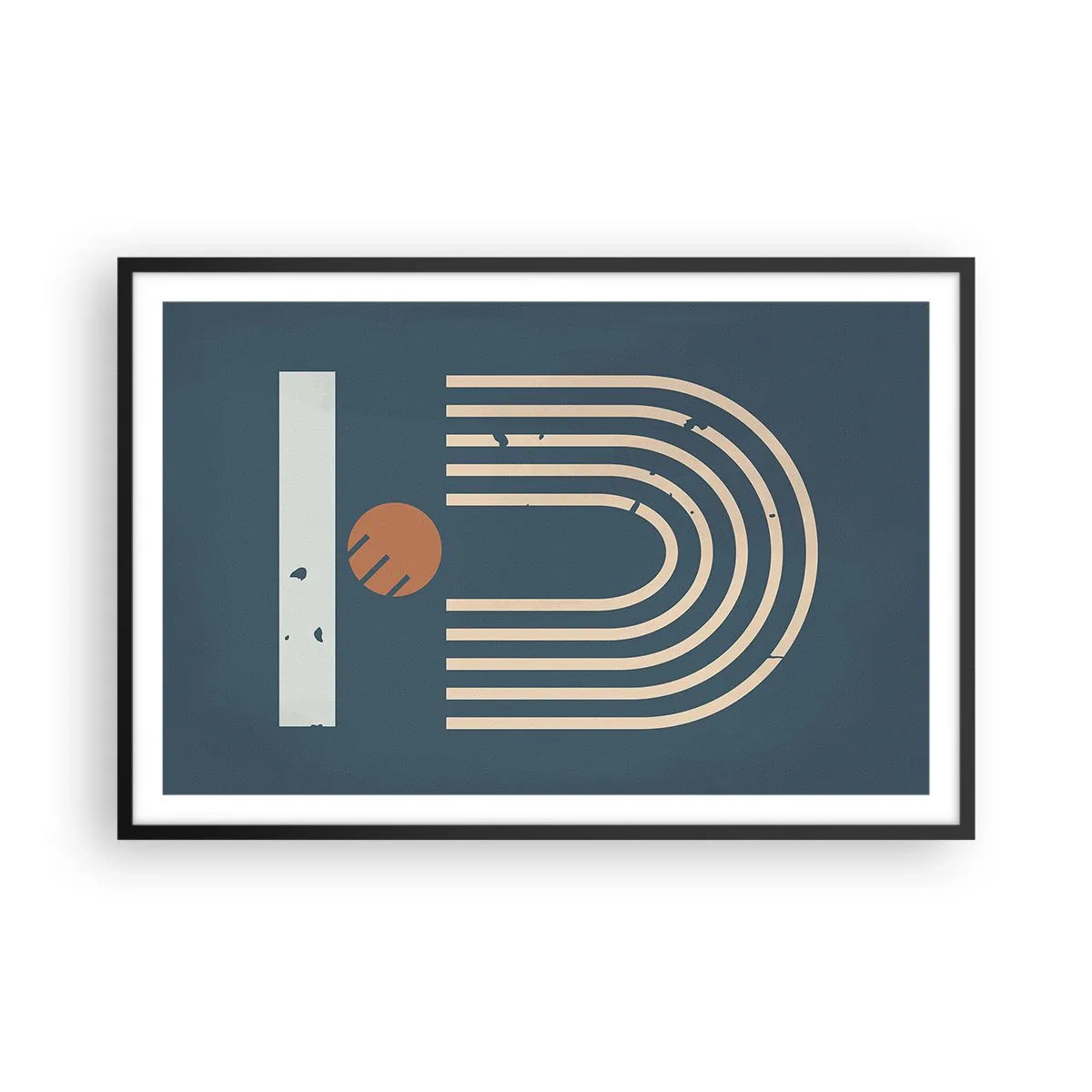 Plagát v čiernom ráme - Geometria v námorníckej modrej - 91x61 cm
