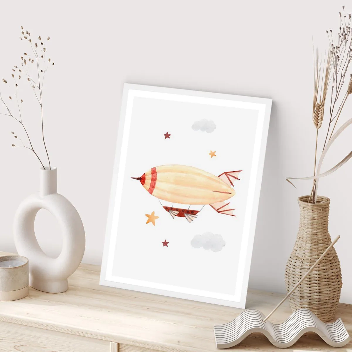 Plagát v bielom ráme - Vzducholoď - 61x91 cm