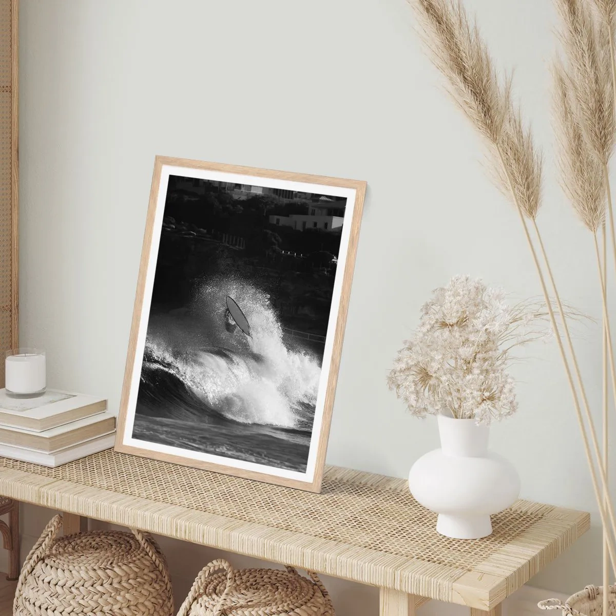 Plagát v ráme zo svetlého duba - Výzva prijatá! - 61x91 cm