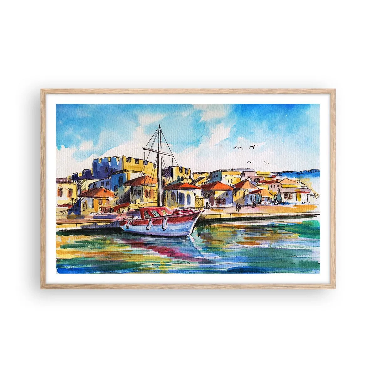 Plagát v ráme zo svetlého duba - Dúhové popoludnie - 91x61 cm