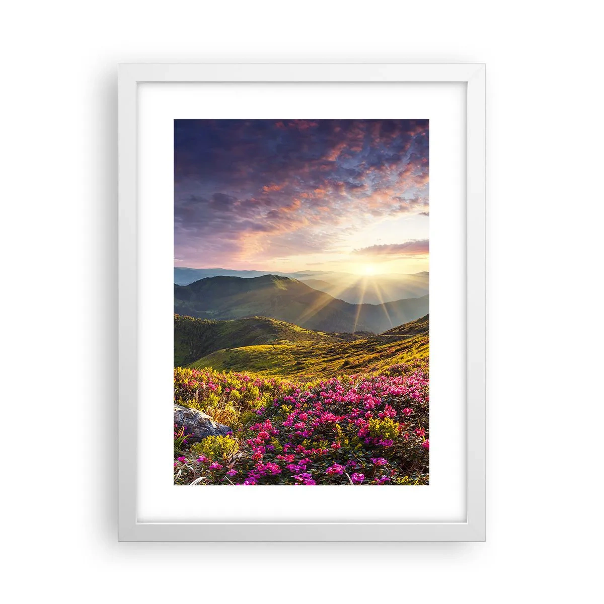 Plagát v bielom ráme - Sviežosť horského rána - 30x40 cm