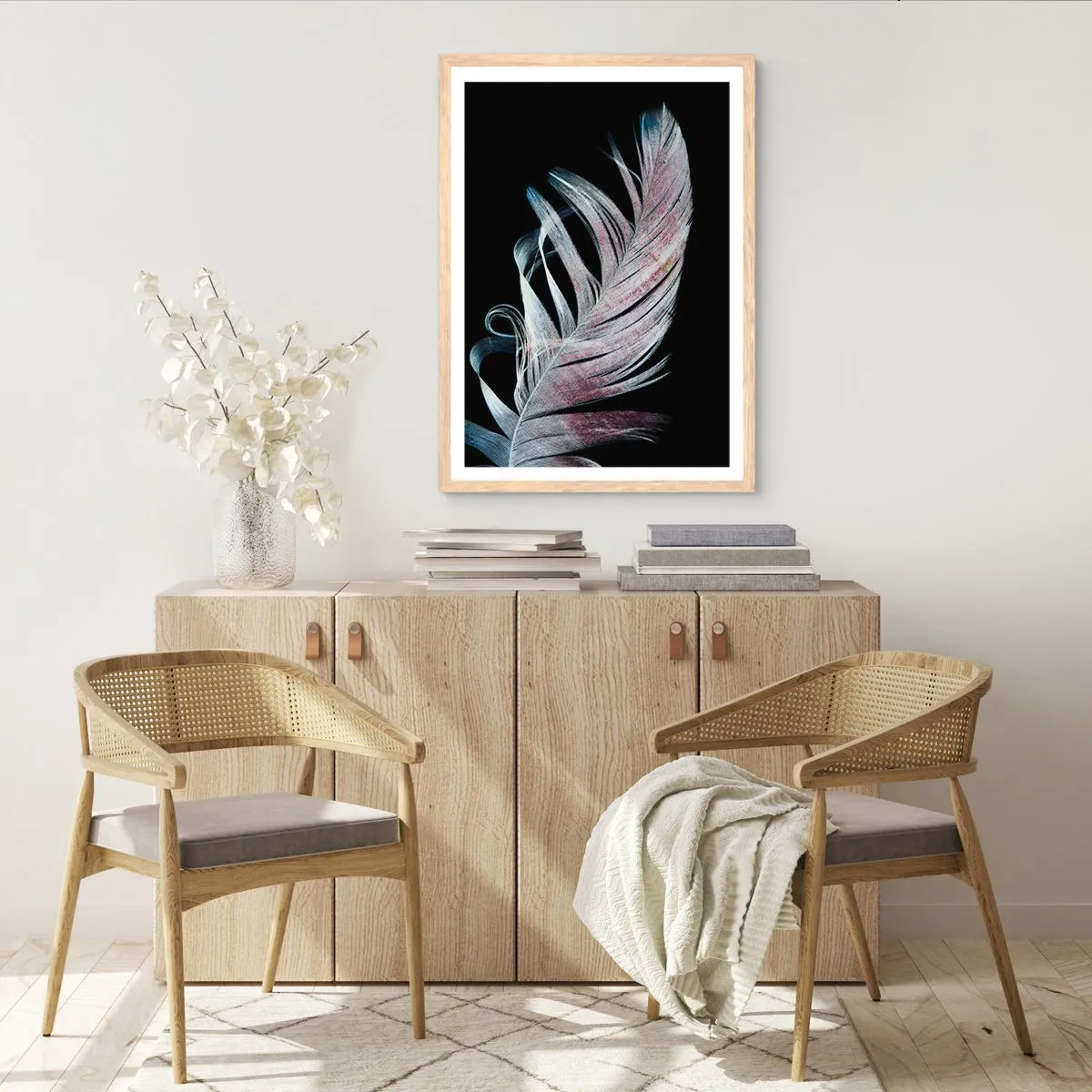 Plagát v ráme zo svetlého duba - Premýšľajte o dotyku - 70x100 cm