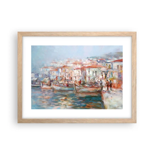 Plagát v ráme zo svetlého duba - Pastelová dovolenka - 40x30 cm