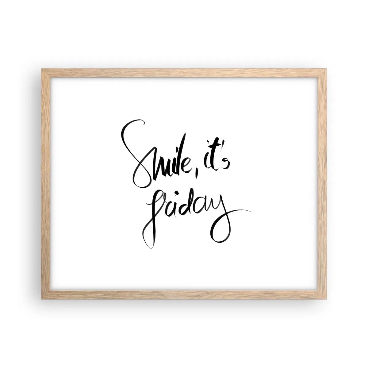 Plagát v ráme zo svetlého duba - Naozajstná radosť - 50x40 cm