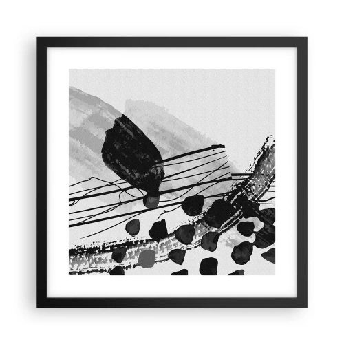Plagát v čiernom ráme - Čiernobiela organická abstrakcia - 40x40 cm