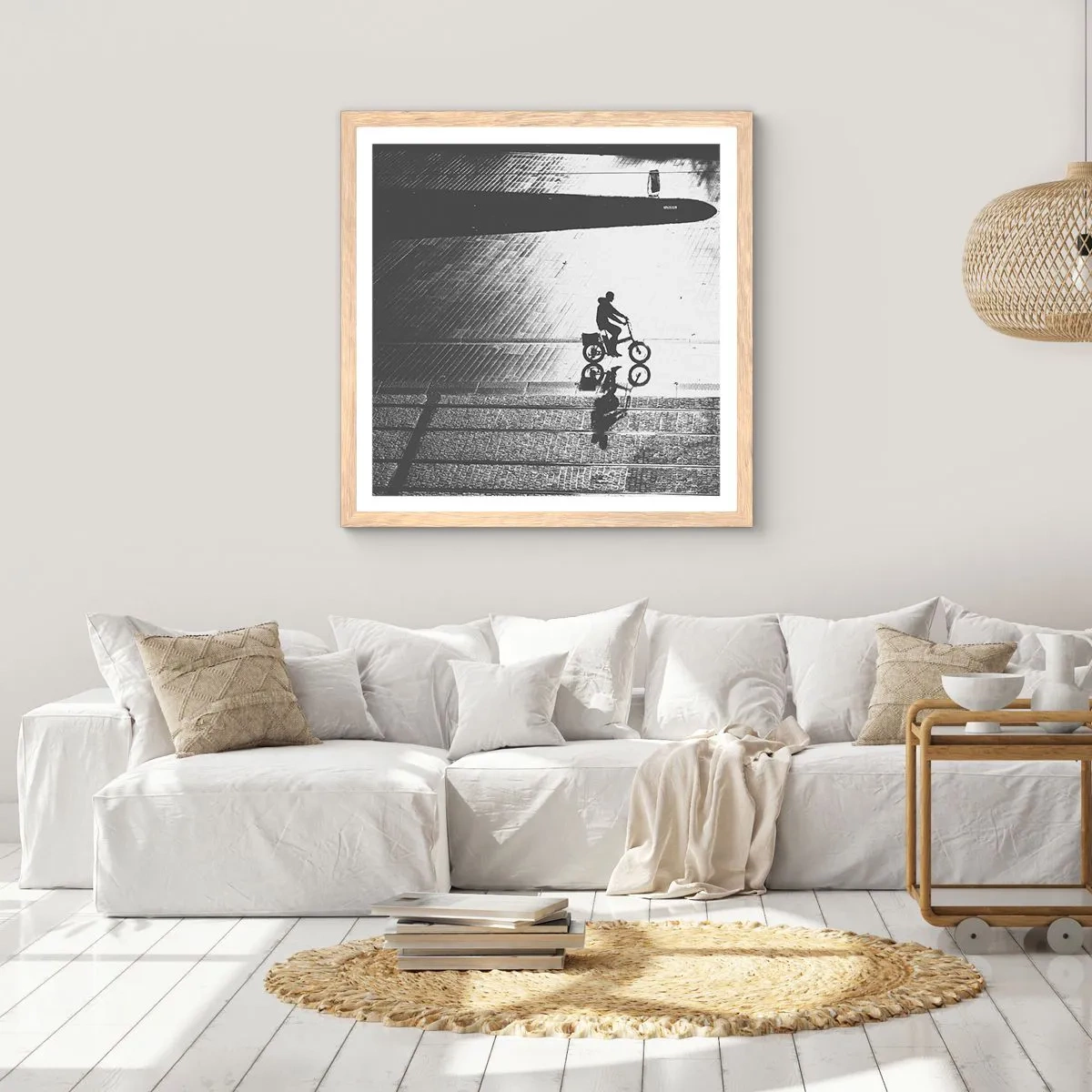 Plagát v ráme zo svetlého duba - Dopredu, cez mesto - 40x40 cm