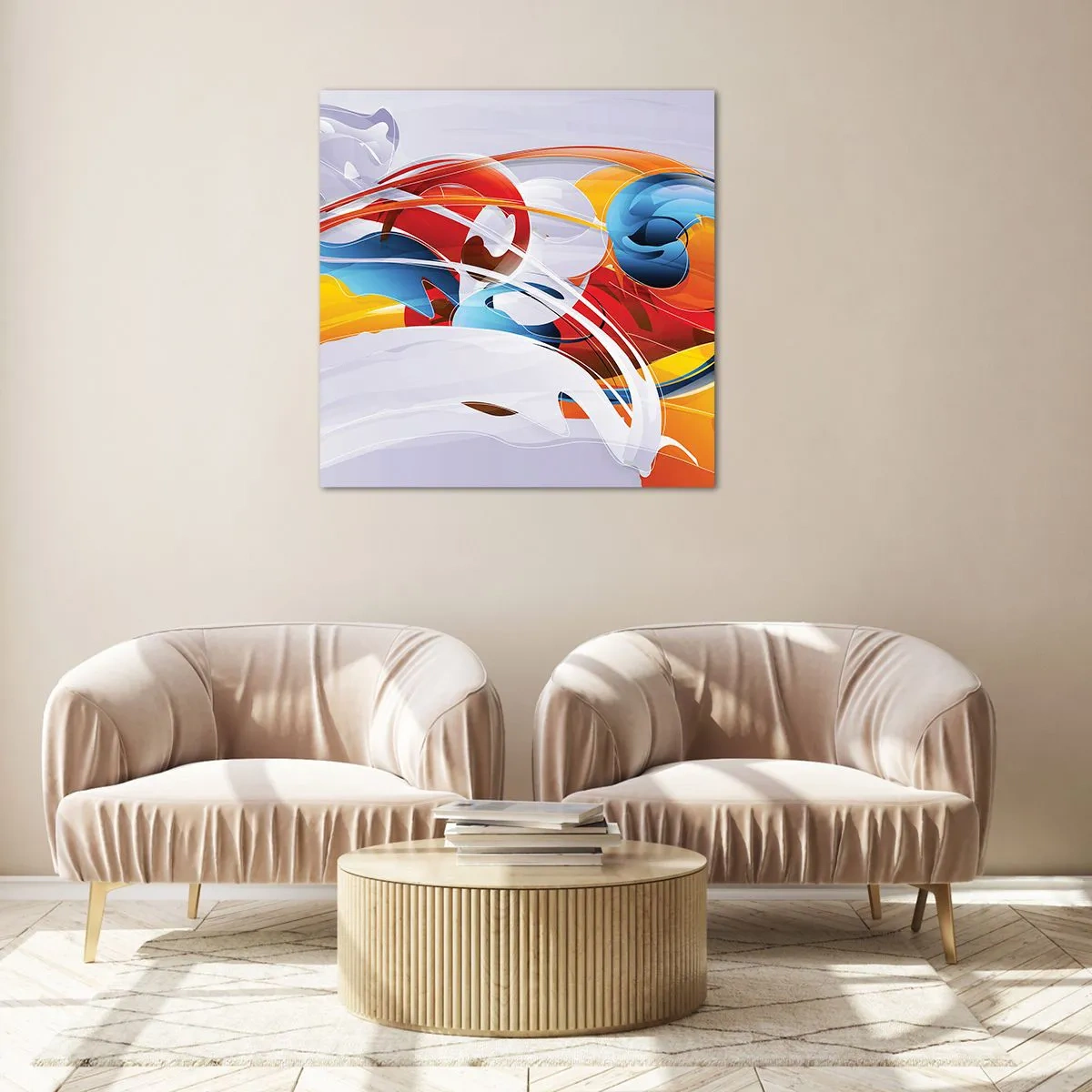 Obraz na skle - Tanec živlov - 50x50 cm