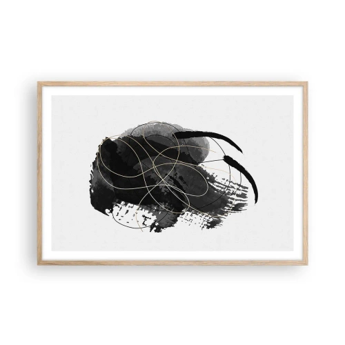 Plagát v ráme zo svetlého duba - Upletené z čiernej - 91x61 cm