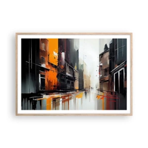 Plagát v ráme zo svetlého duba - Daždivý deň - 100x70 cm