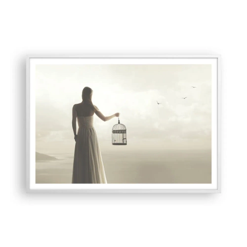 Plagát v bielom ráme - Buď slobodná - 100x70 cm