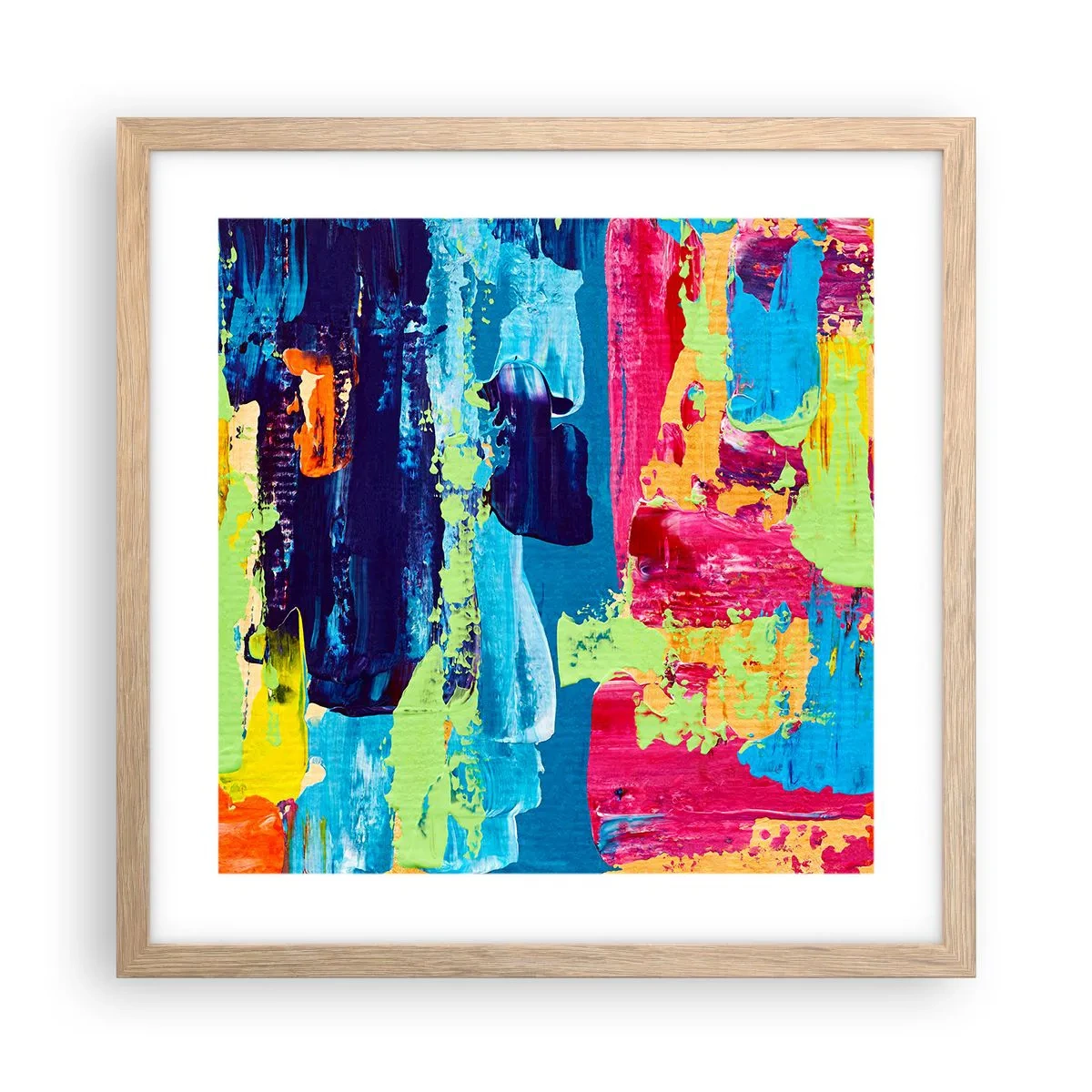 Plagát v ráme zo svetlého duba - Život je krásny! - 40x40 cm