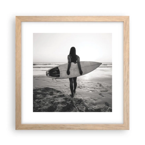 Plagát v ráme zo svetlého duba - Dcéra morskej vlny - 30x30 cm