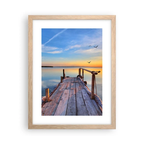 Plagát v ráme zo svetlého duba - Ísť pred seba smerom k slnku - 30x40 cm