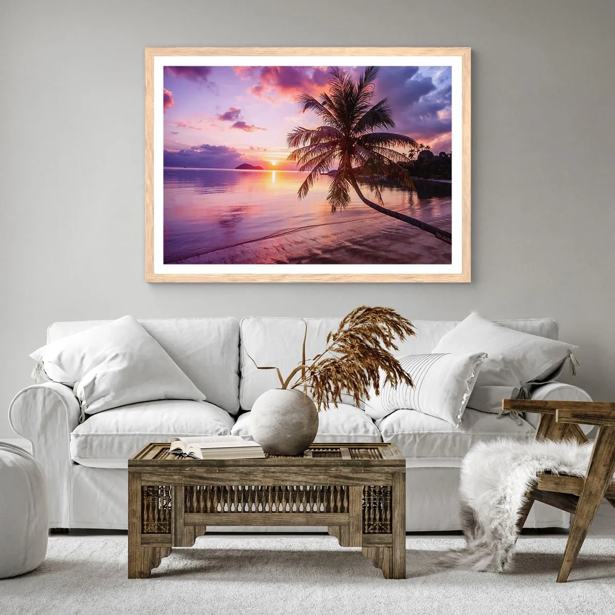 Plagát v ráme zo svetlého duba - Blahobyt až po okraj - 40x30 cm