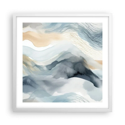 Plagát v bielom ráme - Abstrakcia snehu a hmly - 50x50 cm