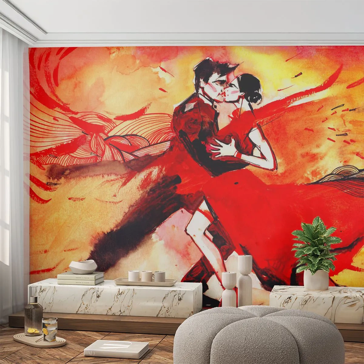 Fototapeta Premium Sand - Purpurový rytmus náruživosti - Abstrakcia, Tancujte, Tango - 150x105 cm