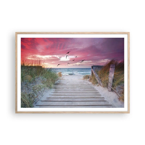 Plagát v ráme zo svetlého duba - Baltská impresia - 100x70 cm