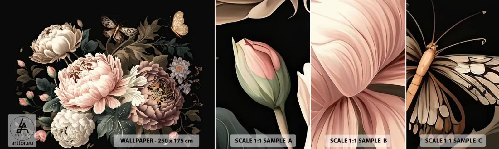 Vzorka Fototapeta Standard Eco - V barokovom štýle - Botanika, Kvety, Shabby Chic - 100x30 cm