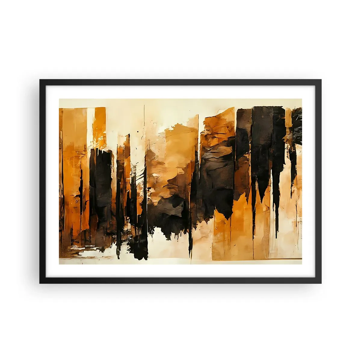 Plagát v čiernom ráme - Harmónia čiernej a zlatej - 70x50 cm