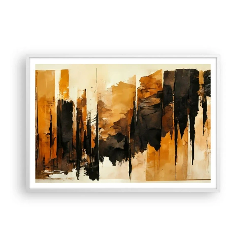 Plagát v bielom ráme - Harmónia čiernej a zlatej - 100x70 cm