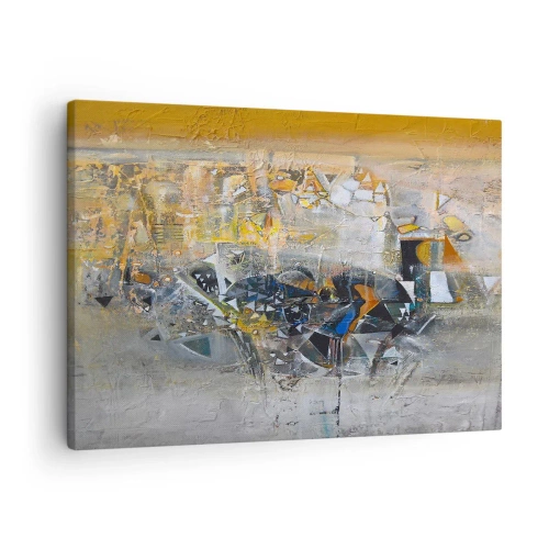 Obraz na plátne - Abstrakcia s dominantnými odtieňmi žltej a sivej - 70x50cm - Všetko sa podarí - Moderná nástenná dekorácia do obývacej izby a spálne ARTTOR