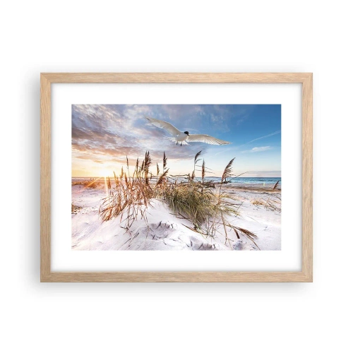 Plagát v ráme zo svetlého duba - Vietor od mora - 40x30 cm