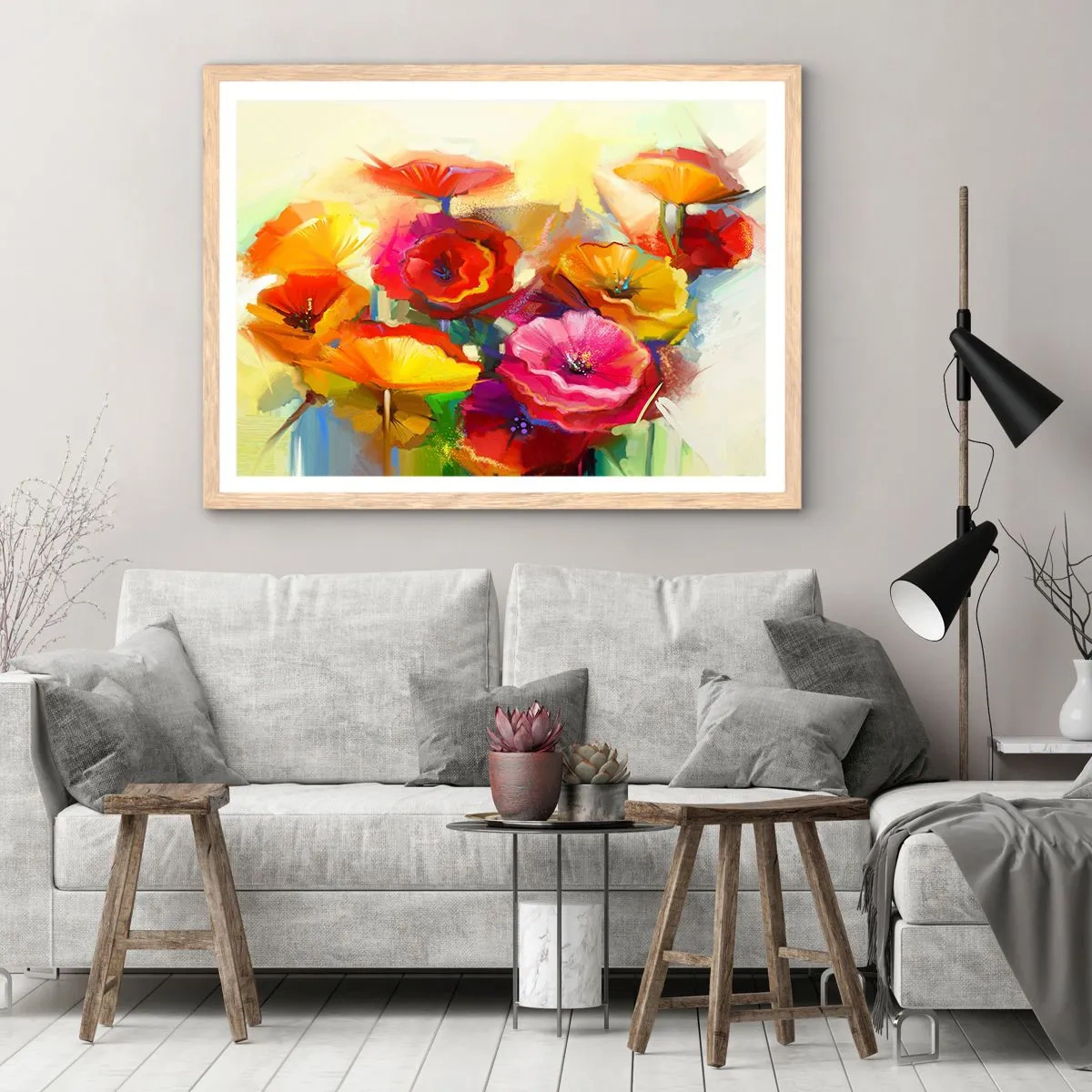 Plagát v ráme zo svetlého duba - Nielen červené - 100x70 cm