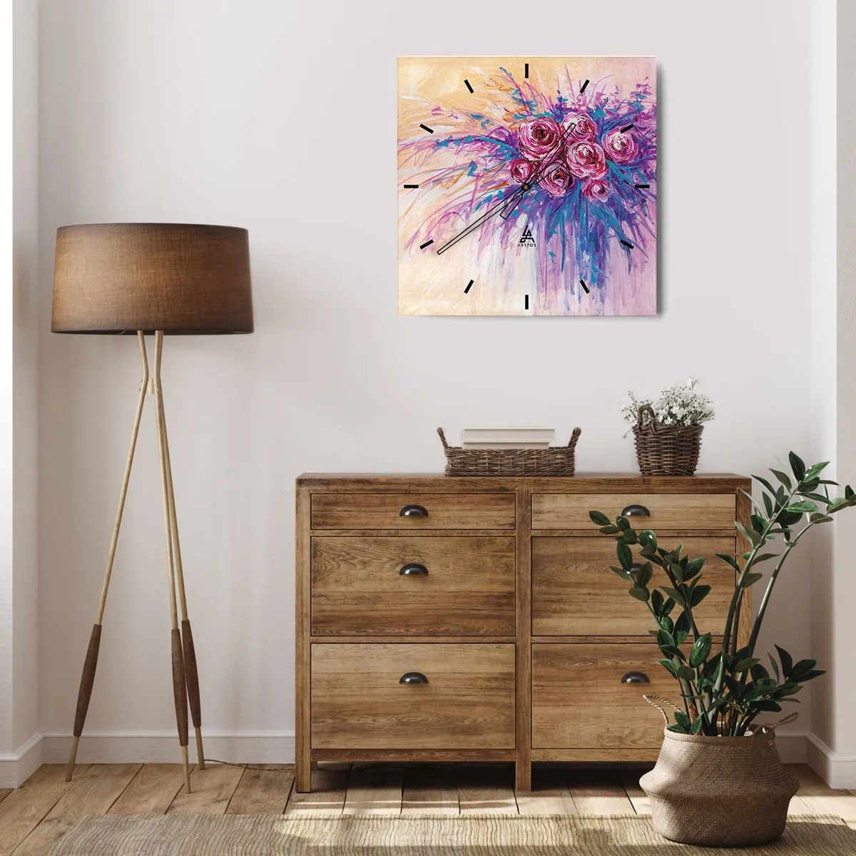 Nástenné hodiny - Ružová fontána - 40x40 cm