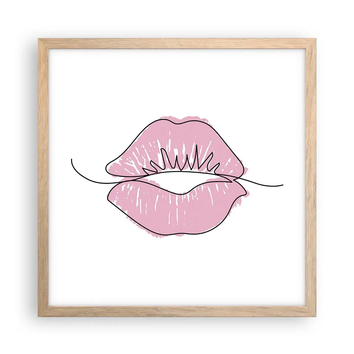 Plagát v ráme zo svetlého duba - Si pripravený na bozk? - 40x40 cm