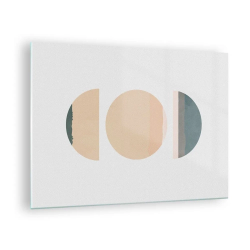 Obraz na skle - Minimalistické geometrické vzory v pastelových farbách - 70x50cm - Kruh za kruhom - Moderná nástenná dekorácia do obývacej izby a spálne ARTTOR